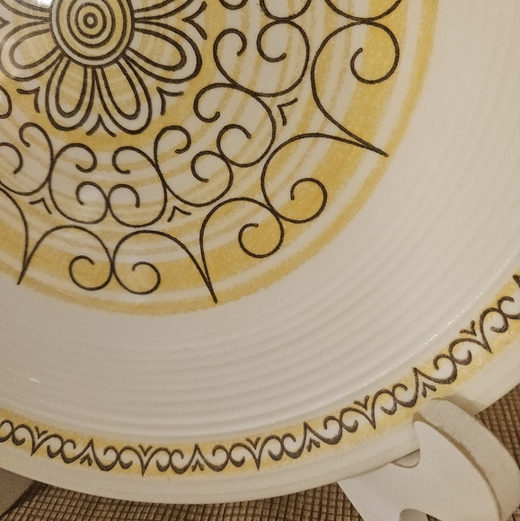 VTG Max Schonfeld Kilns Of MS Sierra Ironstone Dinner Plate Yellow Floral 70s - Picture 10 of 12